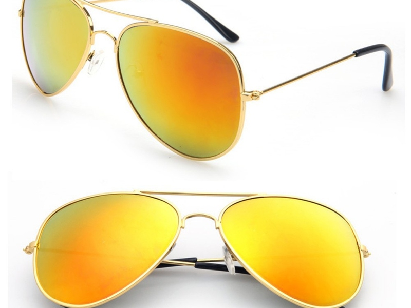 Солнцезащитные унисекс очки-авиаторы с металлической тонкой оправой